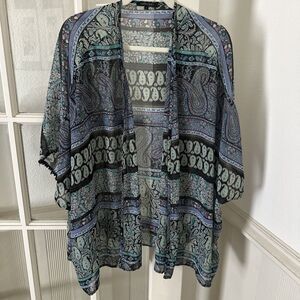 Womens Large Kimono Paper Moon Paisley Coverup Top Boho